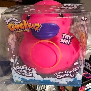 Jumbo Squishy Dough-Filled Duck Toy - Bright Pink/Purple combo Hard to find- NIB